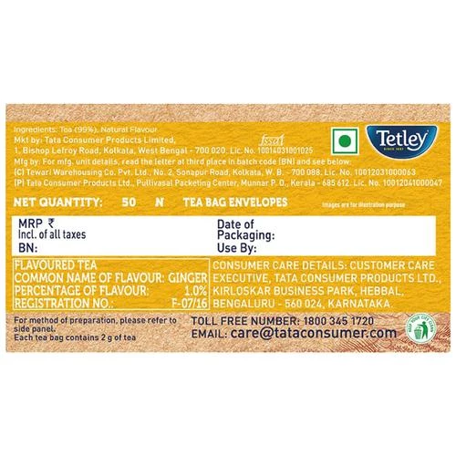 Tetley Ginger Zing Tea - Flavoured,  100 g (50 Bags x 2 each) -3.webp